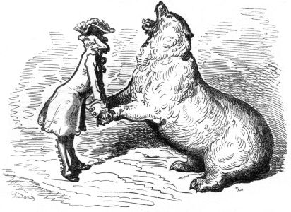 Munchhausen holds paws of icebear until it starves